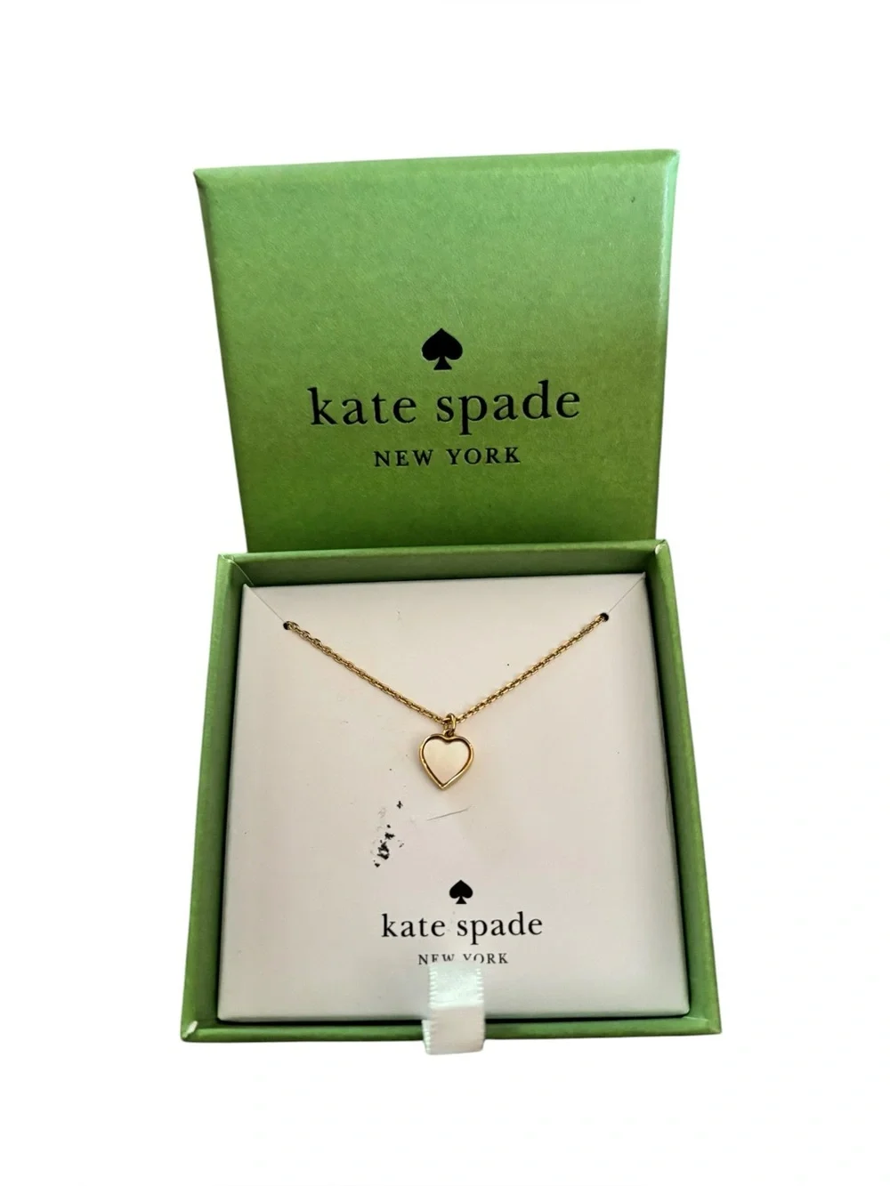 kate spade Gold Chain Necklace with White Heart Pendant